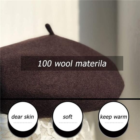 Wool French Beret Hat Men Beret Cap for Women Large Military Beret - Picture 6 of 6
